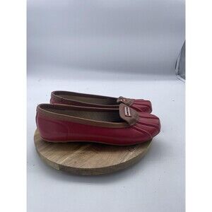 Hunter Jenna Rain Flats Womens 7 Red Brown Rubber Slip On Waterproof Shoes